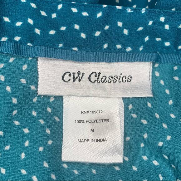 CW Classics Blouse Long Sleeve Green / White Speckles Size M - Picture 9 of 10